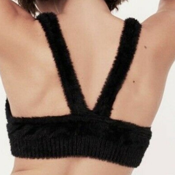For Love & Lemons Devon Fuzzy Knit Crop Top in Black•M - Picture 5 of 11